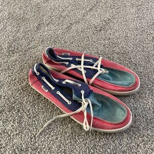 Vans Surf Siders boat shoes size 7.5 pink and blue